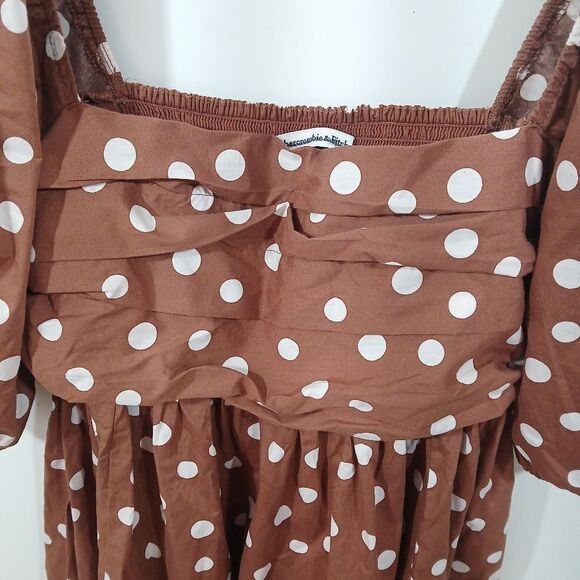 Abercrombie & Fitch Babydoll Puff Sleeve Polka Dot Mini Dress Large - Picture 11 of 12